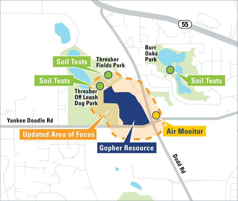 City of Eagan soil testing and updated area of focus map.